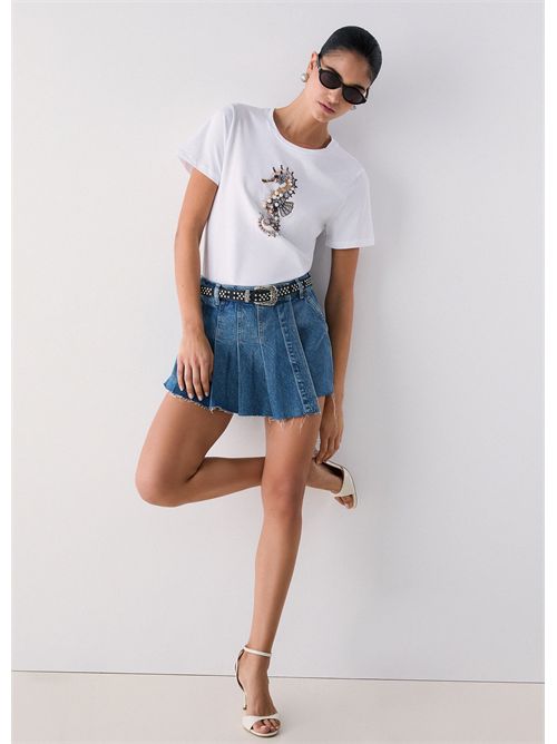 T-shirt con stampa e applicazioni LIU JO | WA6237JS923/P9778